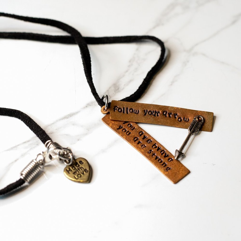 Follow your arrow archery necklace brave and strong NEW